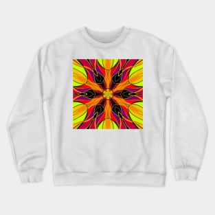 Cartoon Mandala Flower Orange Purple and Red Crewneck Sweatshirt